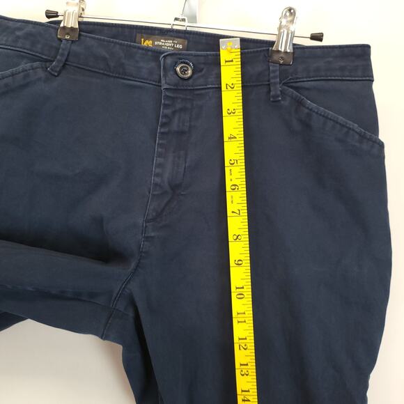 Lee Chino Pants Relax Fit Straight Leg Women 12 Mid Rise Blue Workwear Uniform - Picture 4 of 12